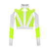 Girls Acrobatics Dance Top Rhinestone Decorated Color Block Design Long Sleeve Cutout Performance Wear