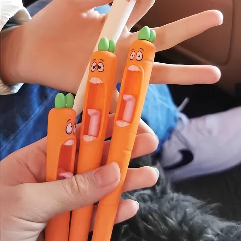4pcs Multi-Expression Radish Shaped Gel Pens Creative Fresh Stationery Supplies, Plastic Material Black Ink Fun Easter Gifts and Party Giveaways