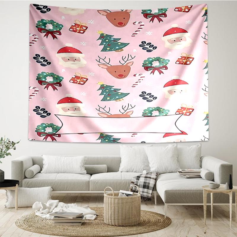 Christmas Print Tapestry, Backdrop, Easy Setup, Ideal for Bedroom, Office & Living Room, with Aesthetic Wall Hanging Decor.