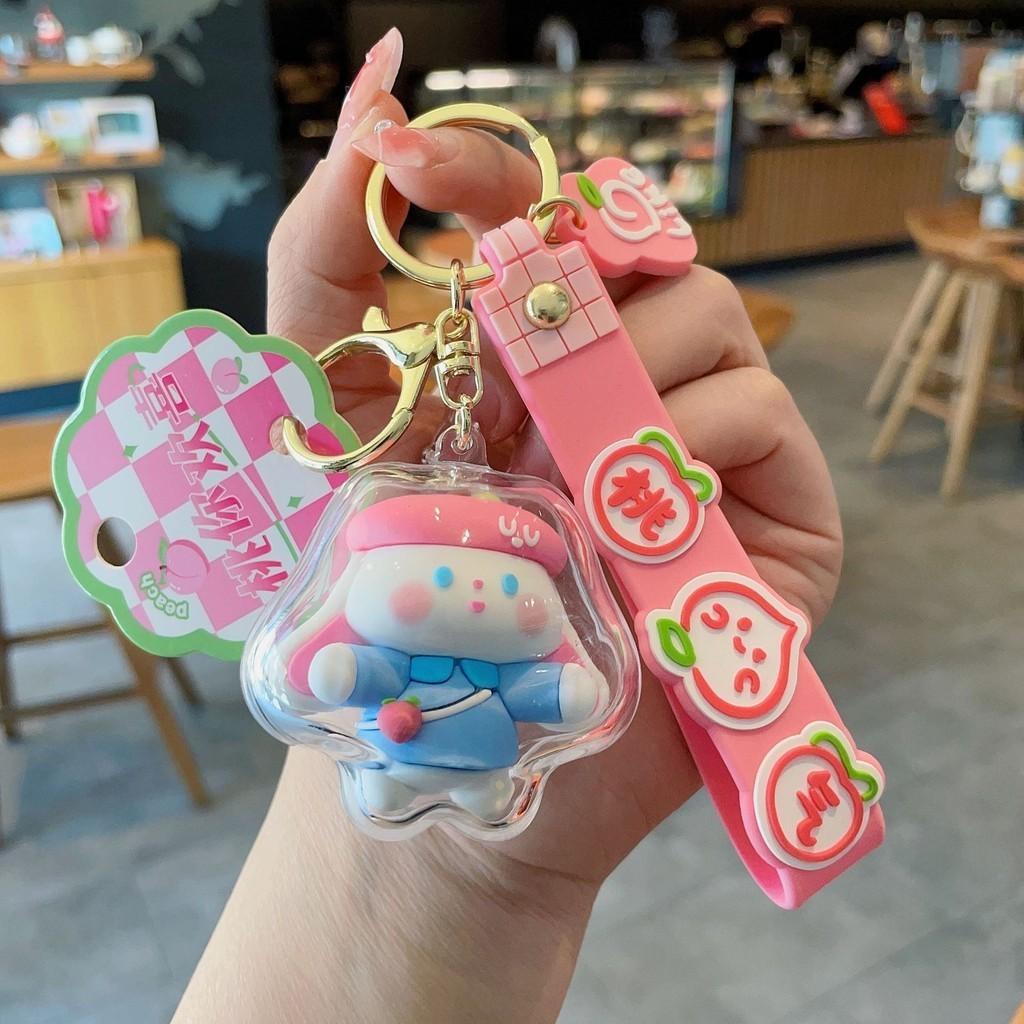 Adorable Cute Cartoon Rabbit Keychain For Girls Acrylic Couple Keyring Gift