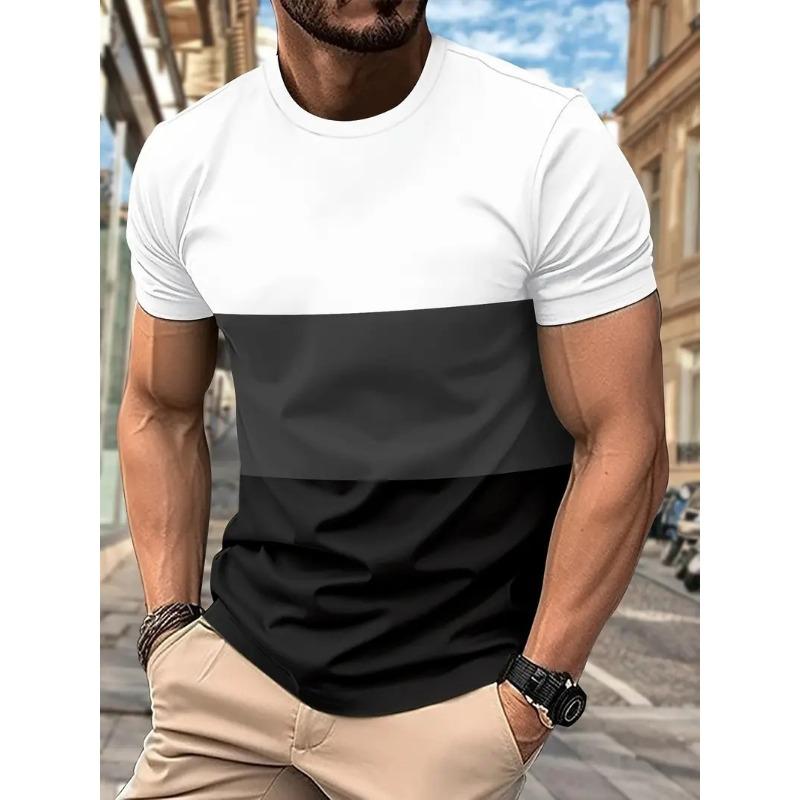 Herren Casual Farbblock Kurzarm Rundhals T-Shirt