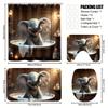4Pcs Bathroom Shower Curtain Set Cute Elephant Pattern Bathroom Curtain With 12 Hooks Non Slip Rugs Toilet Cover Mat Bathroom Partition