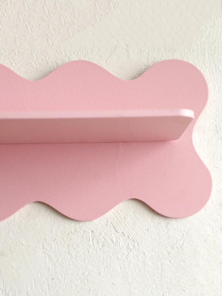 Wooden Wave Shape Floating Wall Shelf Display Stand Candy Color Crystal Storage Rack Wall Decor for Bedroom Girl Room Decoration
