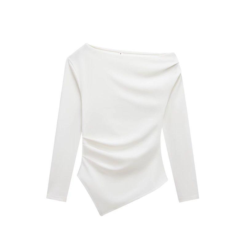 Jnleaog Autumn New Women's Clothing Fashion Style Stylish Fashionable Asymmetric Stretch Tops 3644328