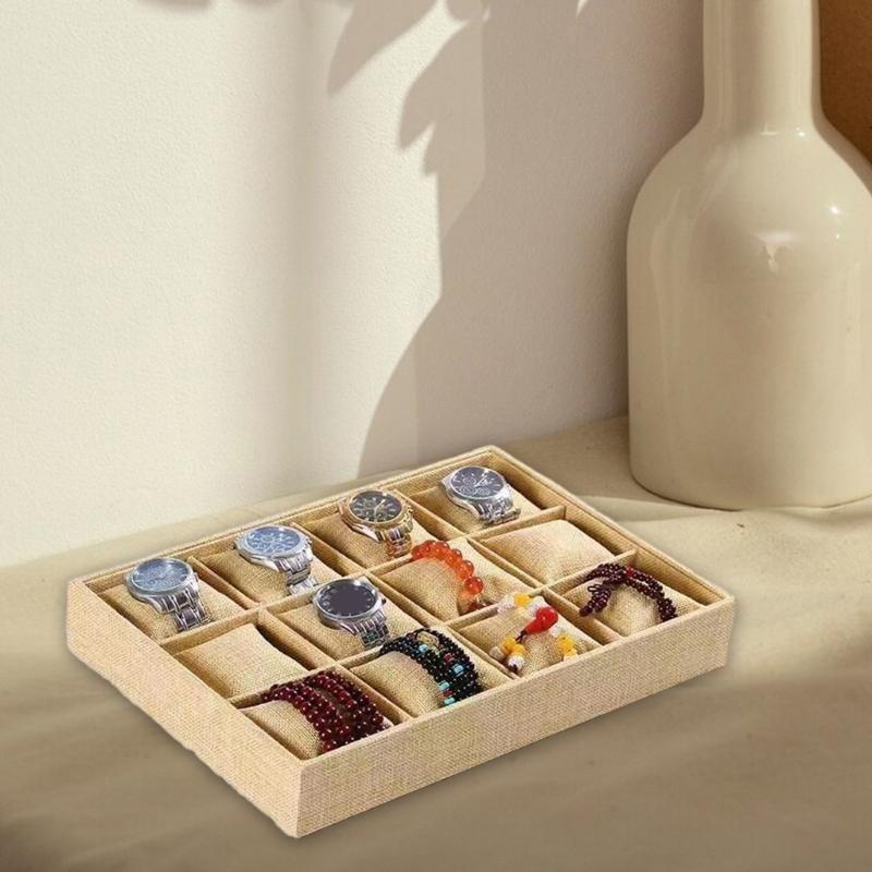 Plush Watch Display Trays Featuring 12 Grids For Organized Jewelry Presentation Luxury Flannel Jewelry Display Box