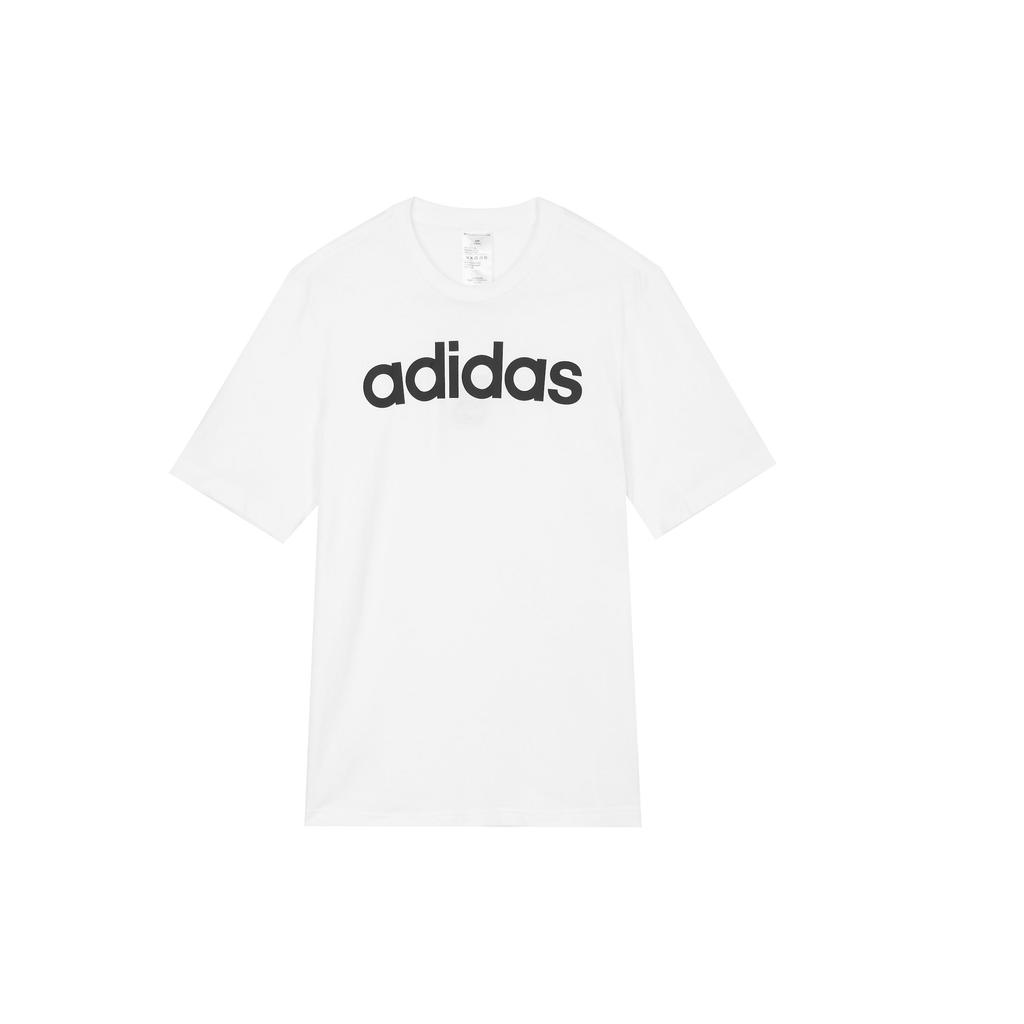 Adidas Logo Print Sports Short Sleeve T-Shirt Men Tops White DQ3056