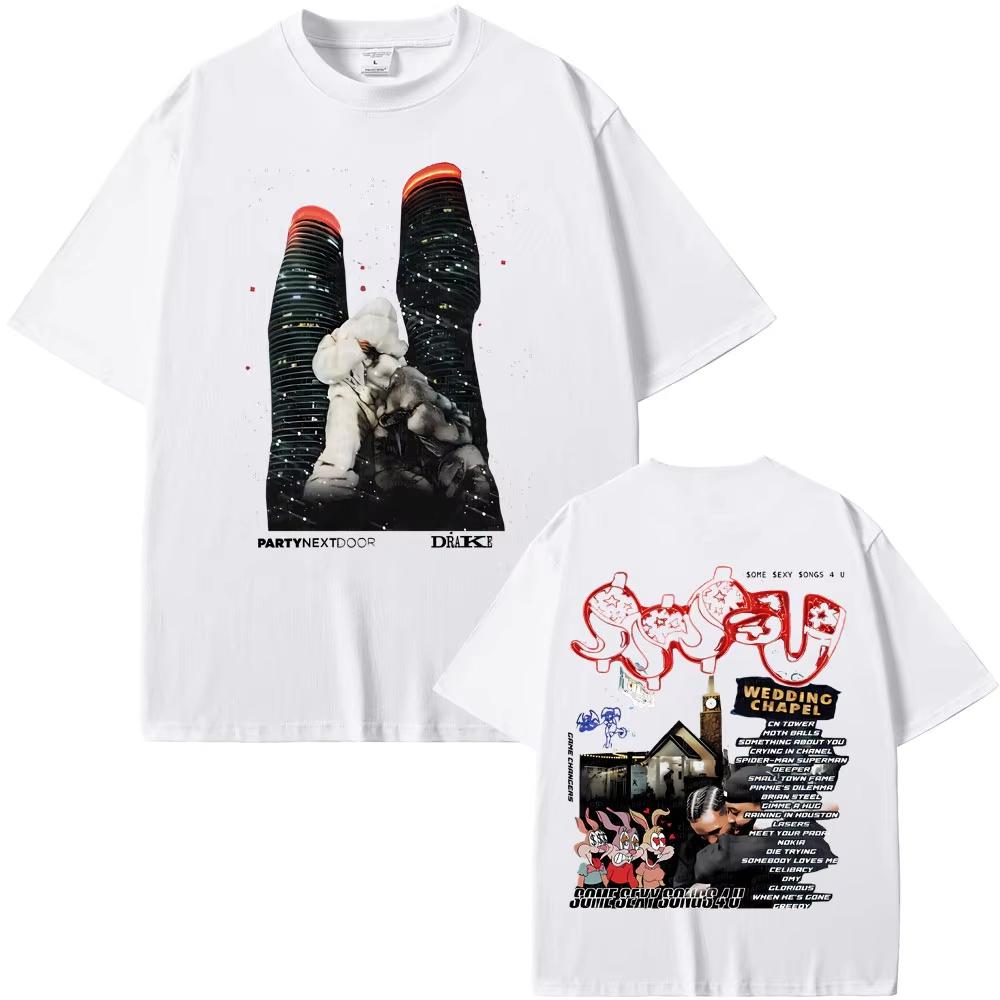 Rapper PARTYNEXTDOOR & Drake Some Sexy Songs 4 U SSS4U 2025 Double Sided Printed T Shirts Men Fashion Hip Hop Oversized T-shirts