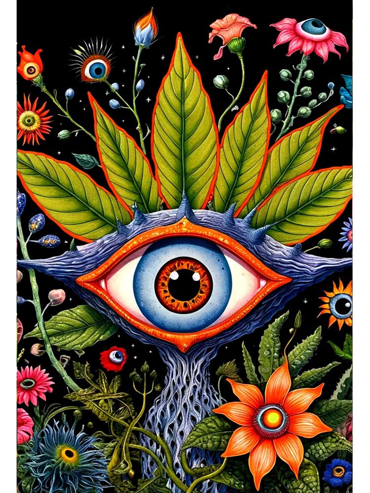 

Diy 5d Diamond Painting Colorful Plant Eyes Flower Cross Stitch Square Round Mosaic Diamond Embroidery Handwork Rhinestone Art Full Round 20x30CM