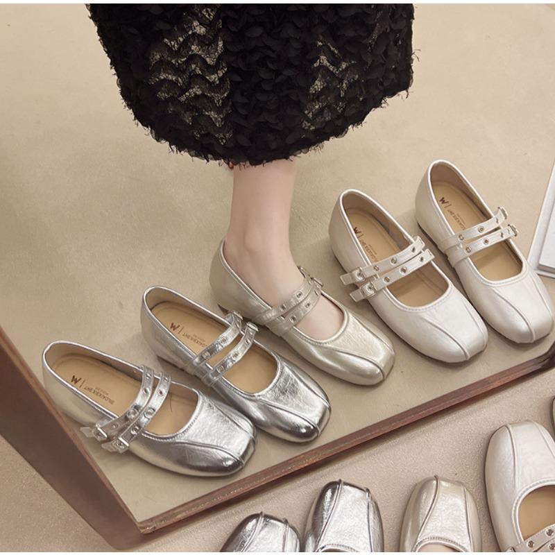 Fashion Designer's Minimalist Internal Increase Mary Jane Shoes Women's Belt Buckle Ballet Shoes 2025 Elegant Woman Flat Dress Shoes