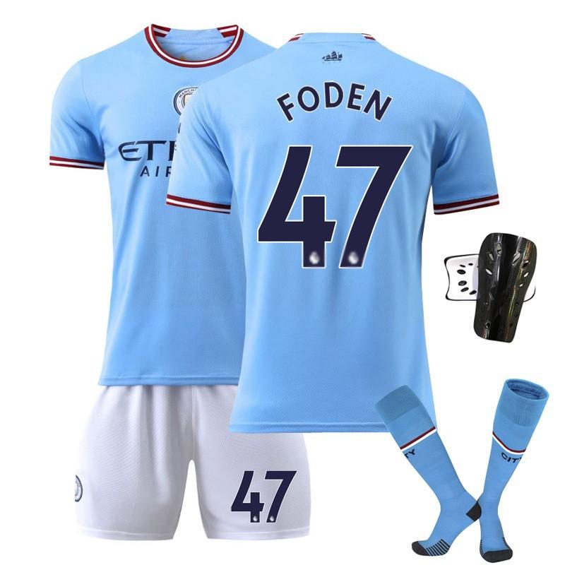 2223 Manchester City Jersey No. 17 De Braunet Home Away Children Adult 10 Aguero Football Set