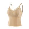 White-Enhancing V-Neck Lace Warm Camisole with Chest Pads - Women's Autumn/Winter Base Layer