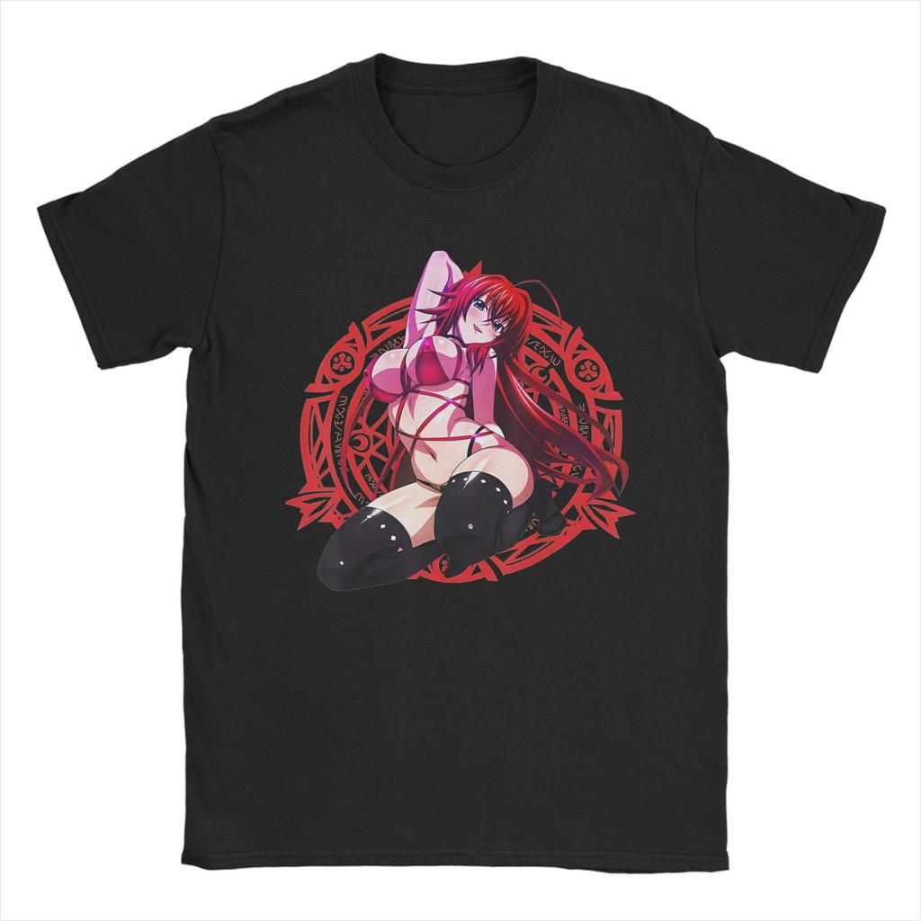 High School DxD Funny Anime Rias Gremory Character   Tshirts Men Cotton Clothing Retro  Round Neck Short Sleeve
