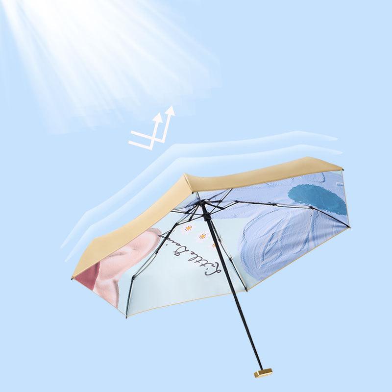 40% Off Sun Umbrella Sunscreen UV Protection Compact Portable Parasol Women's Folding Mini Gold Glue Card Umbrella Color