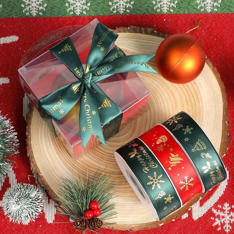 25 Yards/Lot Printed 10/25mm Christmas Ribbon DIY Gift Packing