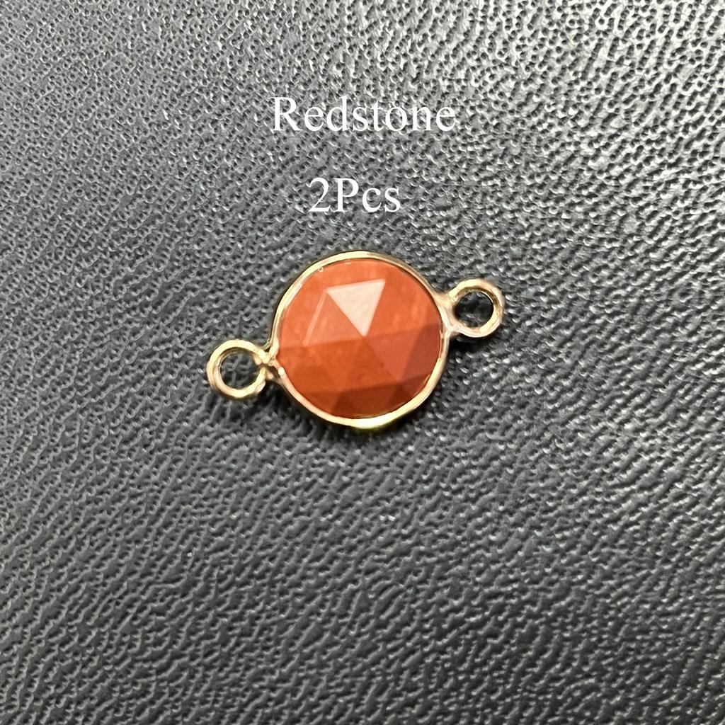 2Pcs, Faceted Natural Stone Connector, Minimalist Handcrafted Round Agate Gems Pendant Connectors for Jewelry Making DIY Necklace Bracelet Accessories