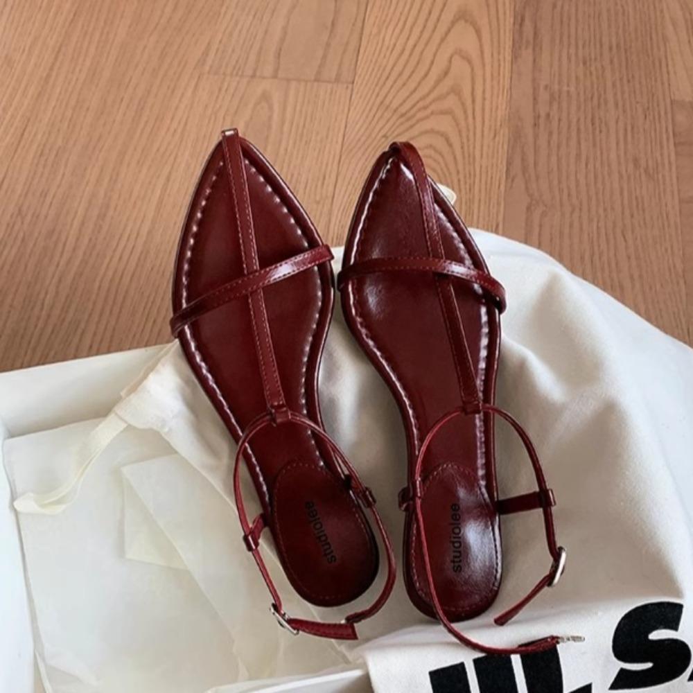 Designer Sandals Women Genuine Leather Wedge Heel Sandals Buckle Strap High Heels Pointed Toe Fashion Open Toe Womens Shoes