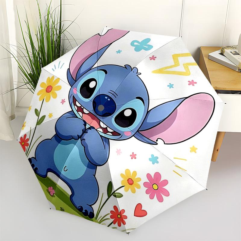 

Stitch, Flowers Themed Automatic Opening and Closing Umbrella, Brightly Colored 8-rib Portable Umbrella, Suitable for Men and Women, A Perfect Gift fo