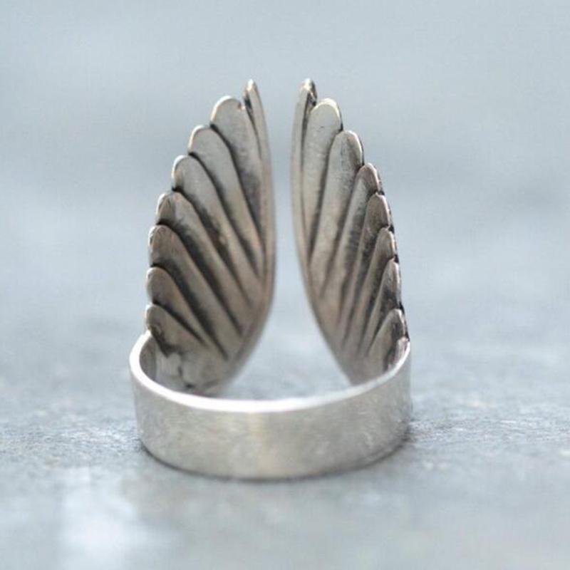 Boho Vintage Angel Wings Ring For Women Men Creative Opening Finger Ring Female Wedding Band Jewelry High Quality Drop Shipping