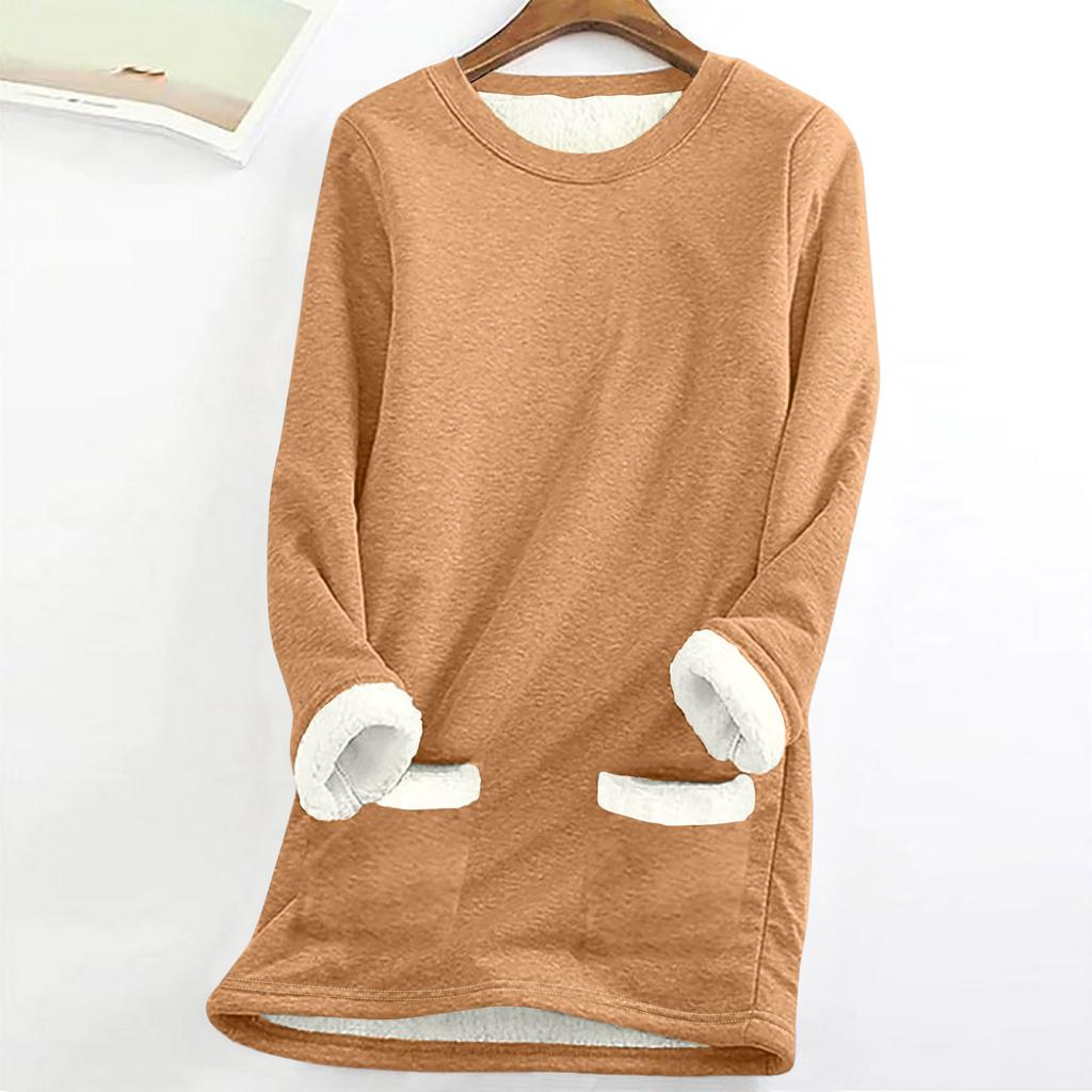 Women Christmas Thick Fleece Printing Sweatshirt Warm Underwear Top