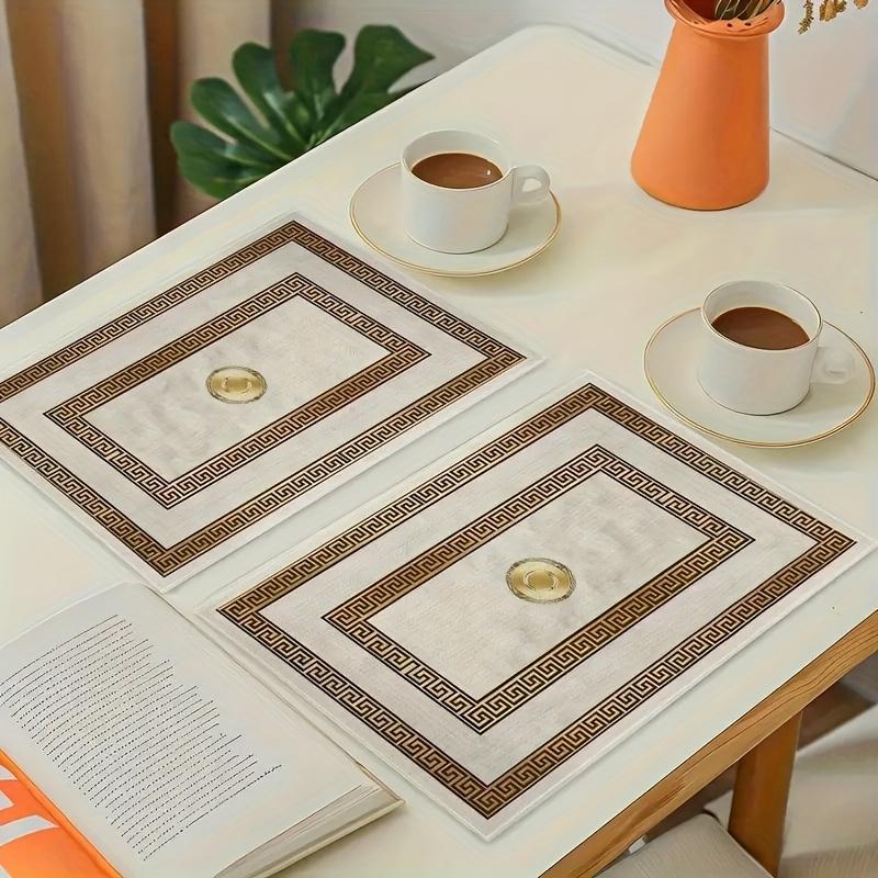 6er Set Moderne Luxus Europäischer Stil Goldenes Geometrisches Muster Tischsets, Saisonale Tägliche Feiertagsdekoration, Geeignet für Zuhause Küche Esszimmer