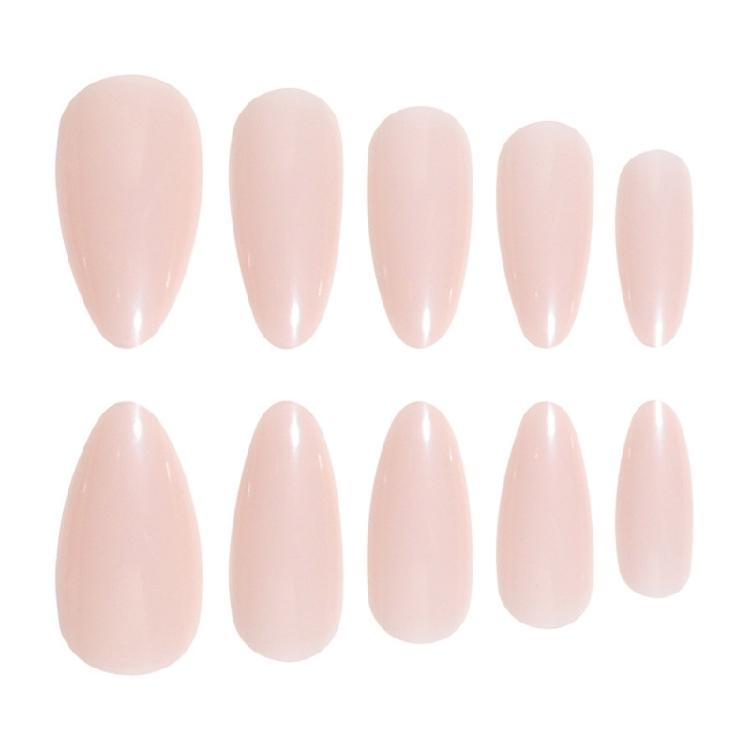 24 Stück Glänzende Press-On-Nägel Mandelform Falsche Nägel Nude Kunstnägel Einfarbige Vollabdeckung Klebenägel