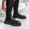 Men's High-Top Chelsea Boots, British Style Velvet Martin Boots, Autumn/Winter Thick-Soled Trendy Footwear