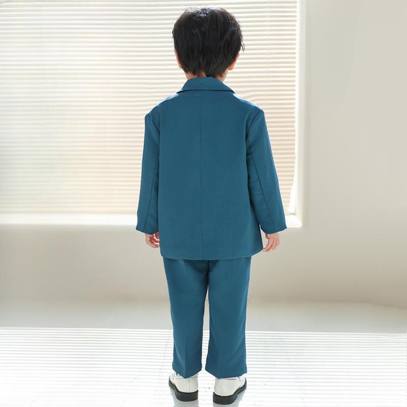 Boys Suit Fashion Design Handsome School Children's Clothes Set Casual Blazers Pants 2pcs Page Boy Wedding Performance Costumes