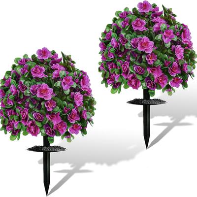 2 Stück künstliche Außenpflanzen, Fake-Pflanzen, künstliche Blumen, Buchsbaumkugeln mit Erdspieß für Haus, Veranda, Terrasse, Gartendekoration