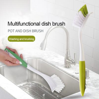 Pot Brush Dense Bristles Long Handle Spatula Brush Head Good Rebound Labor-saving Dish Washing Pan Brush Kitchen Gadget