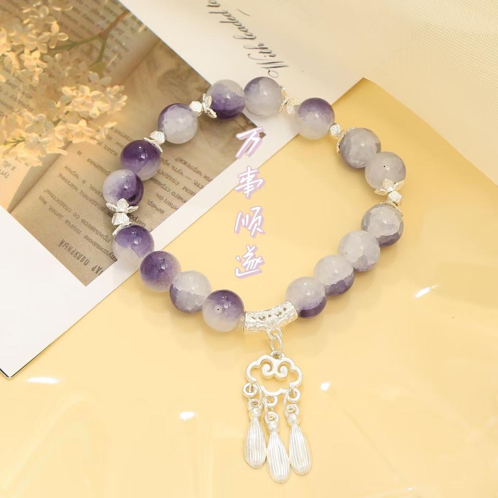 New Chinese style auspicious cloud tassel gradual change glazed bracelet women's summer niche fresh jewelry scenic spot live broadcast