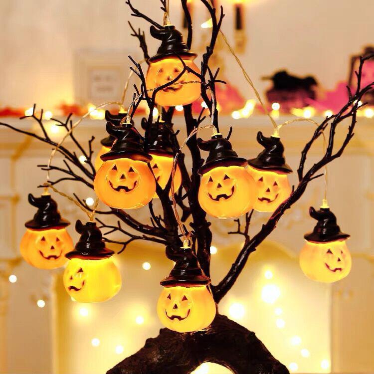 150cm 10LED Halloween LED String Light Portable Pumpkin Ghost Skull Light Home Bar Halloween Party Decoration Supplies Atmosphere Light