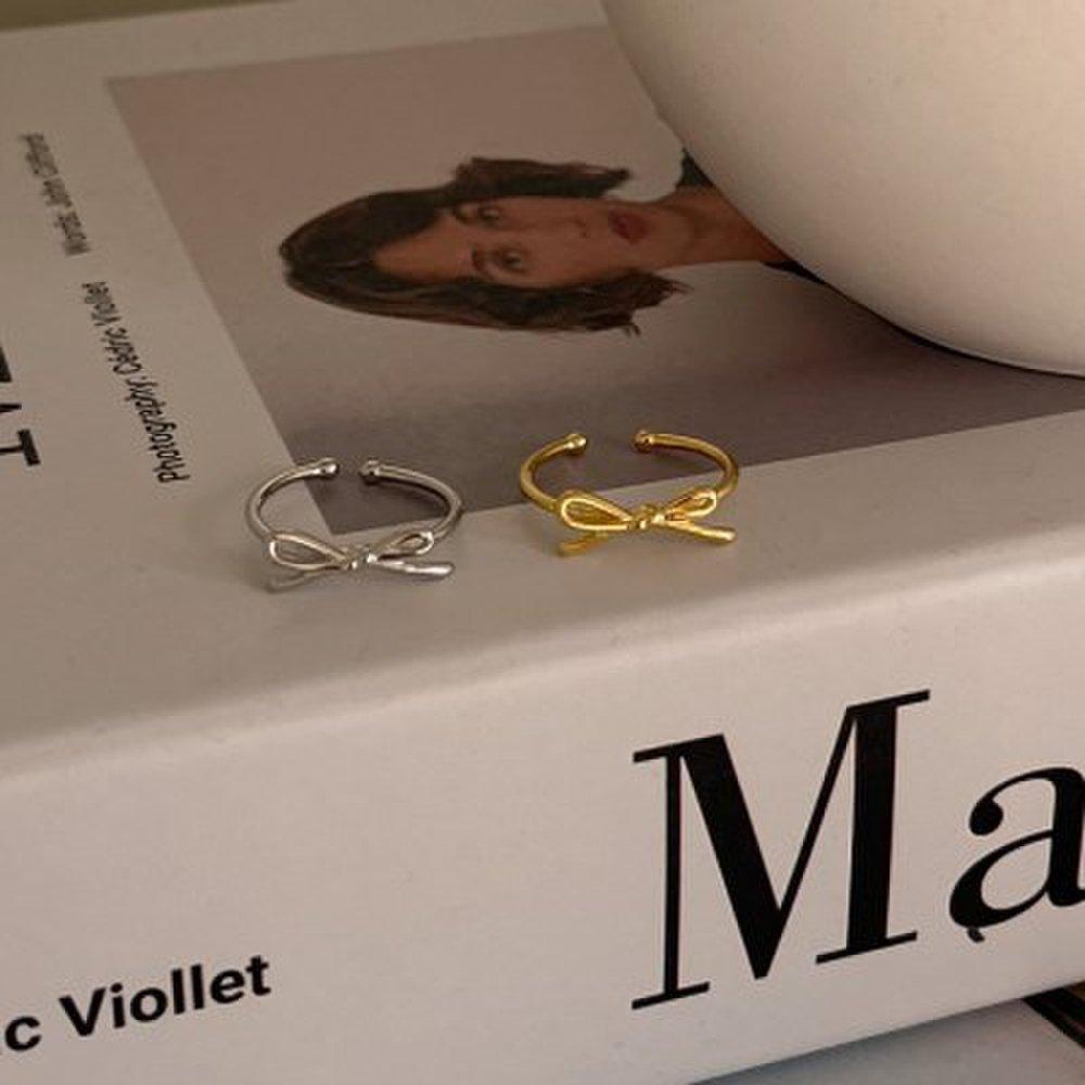 

Open Ribbon Silver Ring 14K Gold Ring Free Size Silver