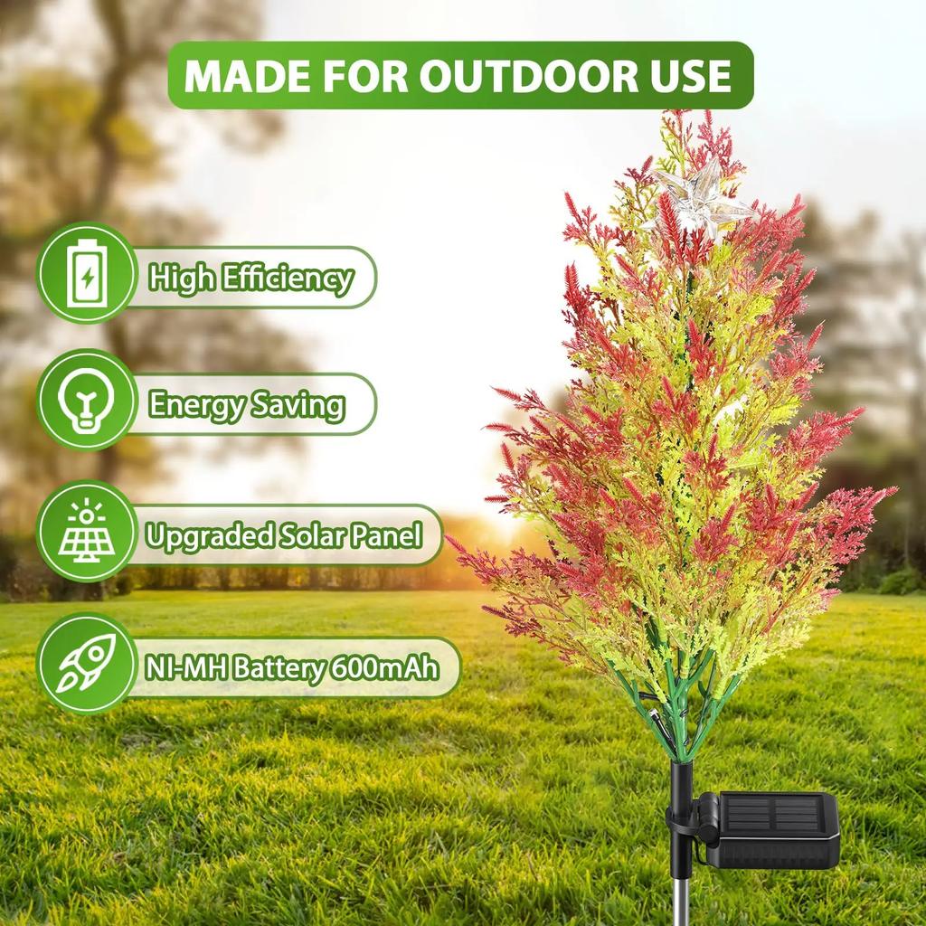 LED Solar Lights Waterproof Grass Cypress Trees Lights Garden Decor Landscape Lawn Lamp Christmas Decoration Outdoor Light