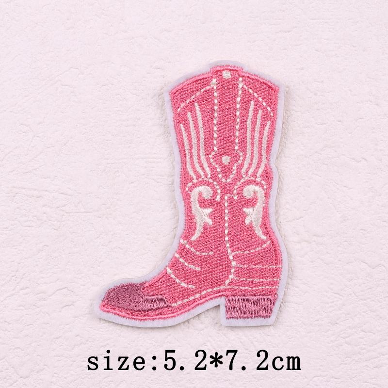 Pink Cartoon Embroidery Patch Iron On Patches For Clothing Flower Letters Patches On Clothes Sewing Fusible Patch Applique Decor