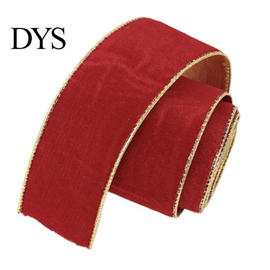 Wide Ribbon for Wreaths Velvet Christmas Ribbon, 2.5 x 78 Inch Wired with Gold Edges Red Green Gift Wrapping, Bow Making, DIY Crafts, Garland, Wreath,