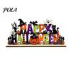 Spooky Halloween Table Centerpieces Happy Wooden Sign Ornaments with Pumpkin Ghost And Bat Elements for Decorations Tiered Tray Decor Autumn