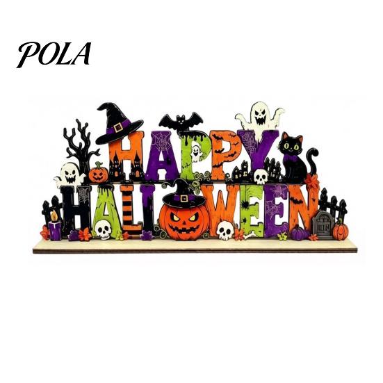 Spooky Halloween Table Centerpieces Happy Wooden Sign Ornaments with Pumpkin Ghost And Bat Elements for Decorations Tiered Tray Decor Autumn