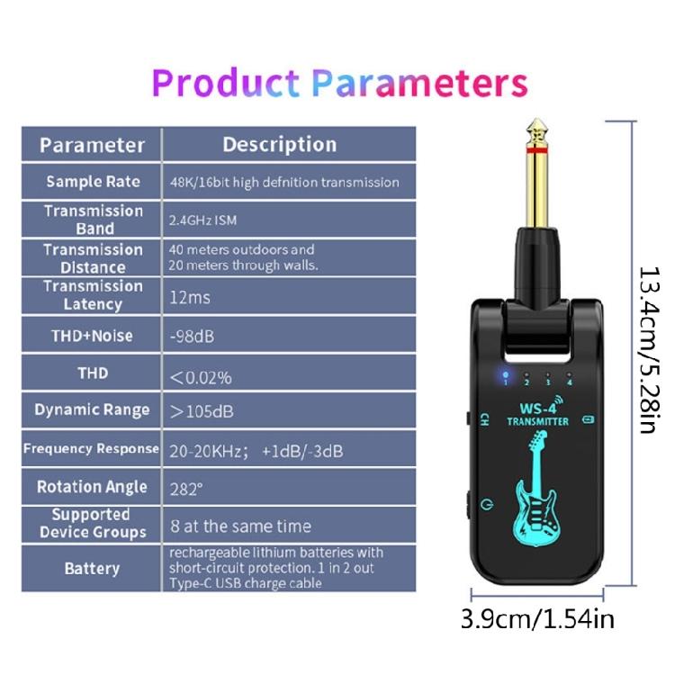 Wireless Guitar Transmitters Receiver 2.4GHz Wireless Guitar System for Guitar