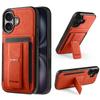 Luxury Business Magnetic Cards Solt Leather Phone Case for iPhone 17 Pro Max 16 Plus 15 14 13 12 11 Invisible Bracket Cover