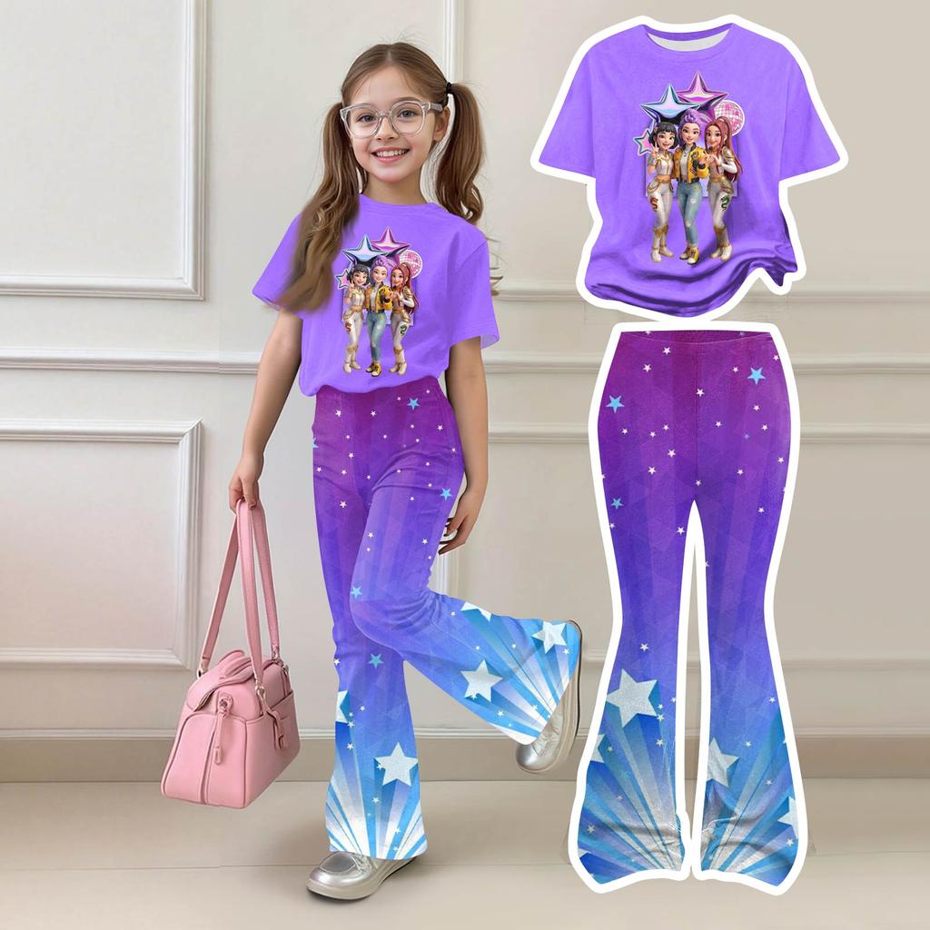 Infant Baby Girls Boys Loose Print T-shirt+Pants Print Outfits Set
