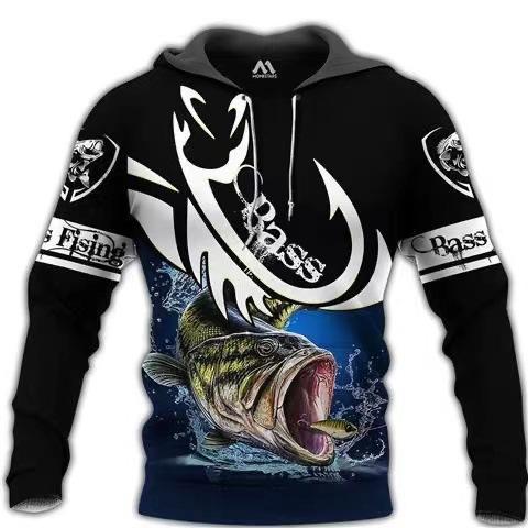 Sweat à capuche unisexe avec impression numérique 3D Motif pêcheur Luya pull de sport d'extérieur