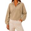 Damen Halbreißverschluss Cropped Langarm Sweatshirt mit Umlegekragen