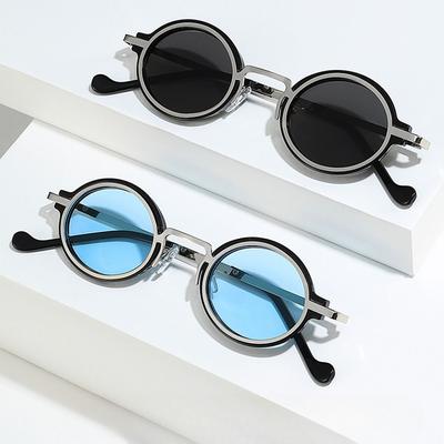Metallrahmen Kleine Runde Sonnenbrille Trendige UV400 Schutz Y2K Brille Punk Shades für Frauen