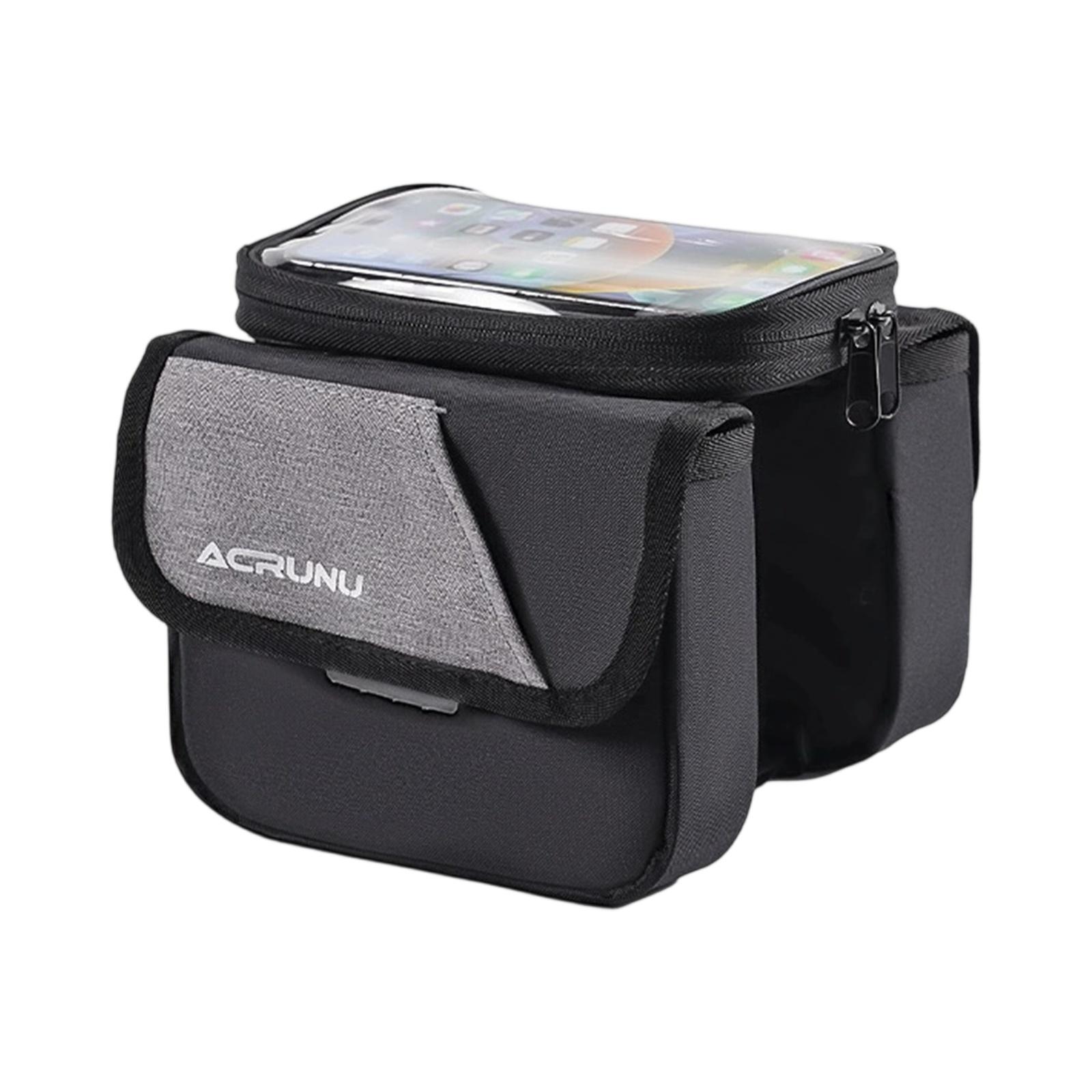 

Mountain & Road Bike Crossbeam Front Bag, Saddle Bag with Screen Mobile Phone Pocket, Cycling Riding Gear Accessory One Size чёрный