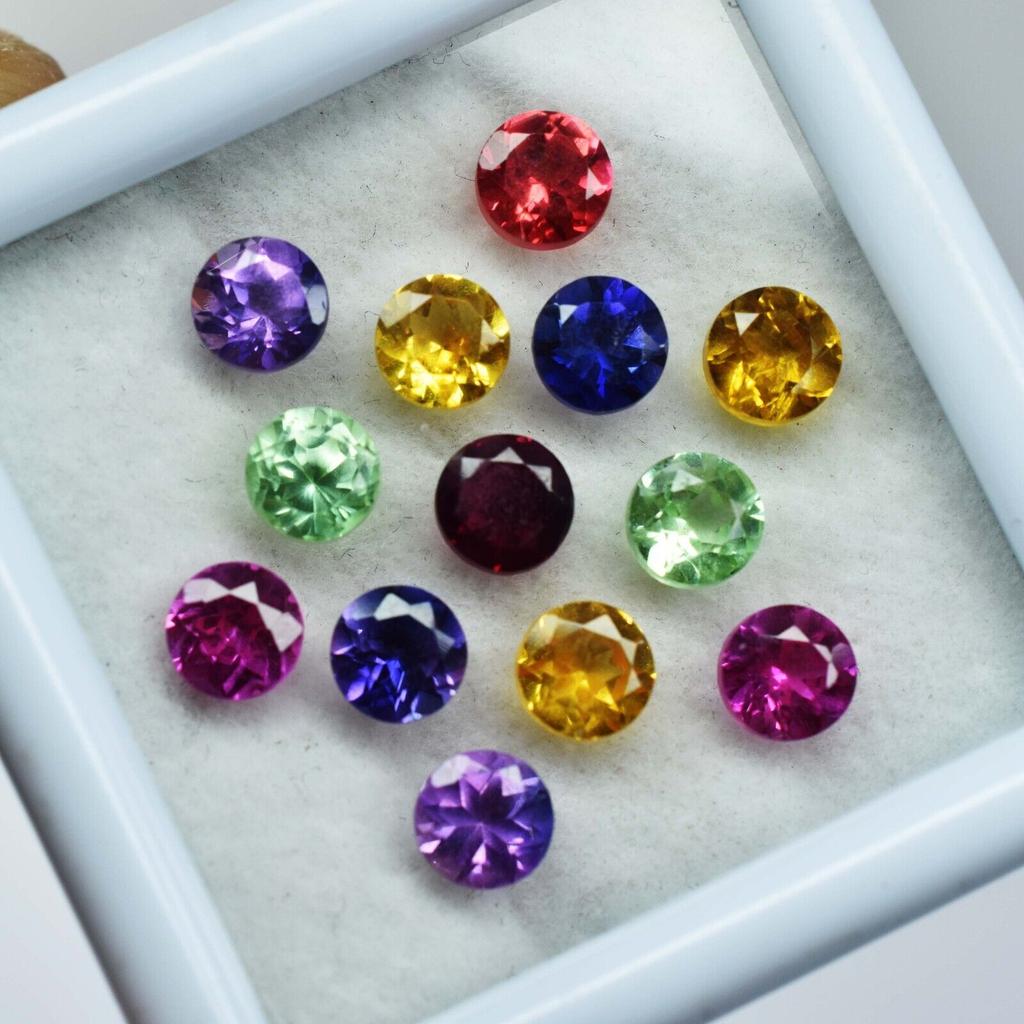 16 Pcs Natural Mix Color Sapphire 4x4 MM Round Lot Loose Gemstone