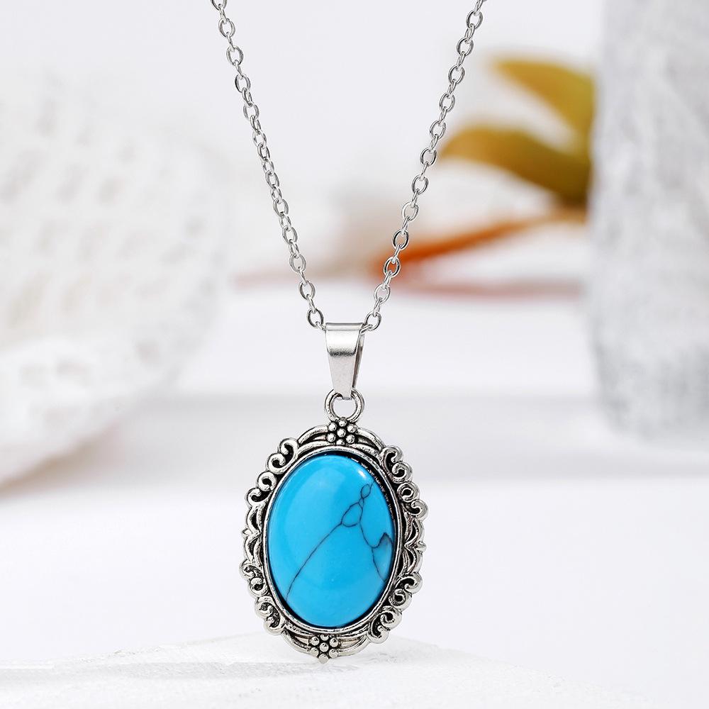 Colier cu pandantiv oval din cristal alb natural - Bijuterii boeme pentru yoga