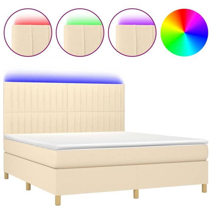 VidaXL Sommier à Lattes de Lit avec Matelas et LED, Lit Rembourré, Lit Double, Lit Adulte de Chambre à Coucher Intérieur, 3135610