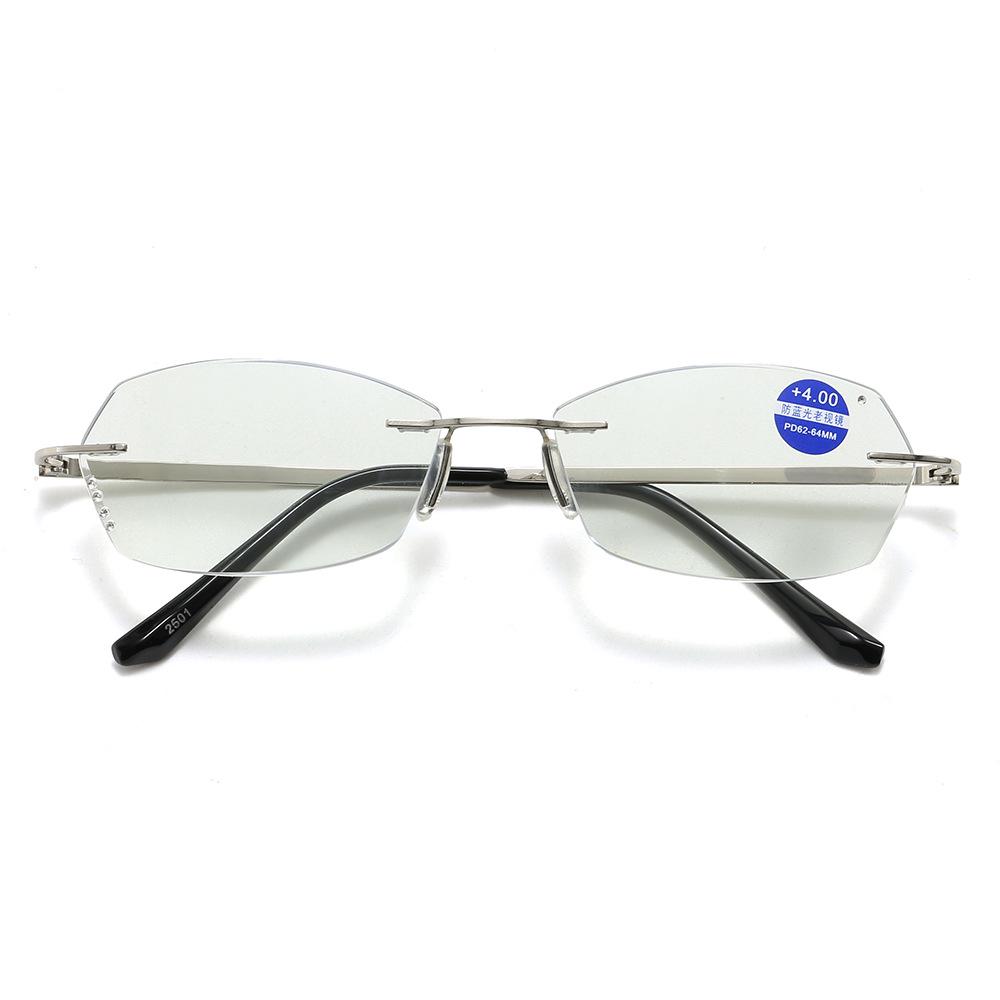 High-End Frameless Metal Anti-Blue Light Reading Glasses with Mortise and Tenon Design - Youthful Fashion.
