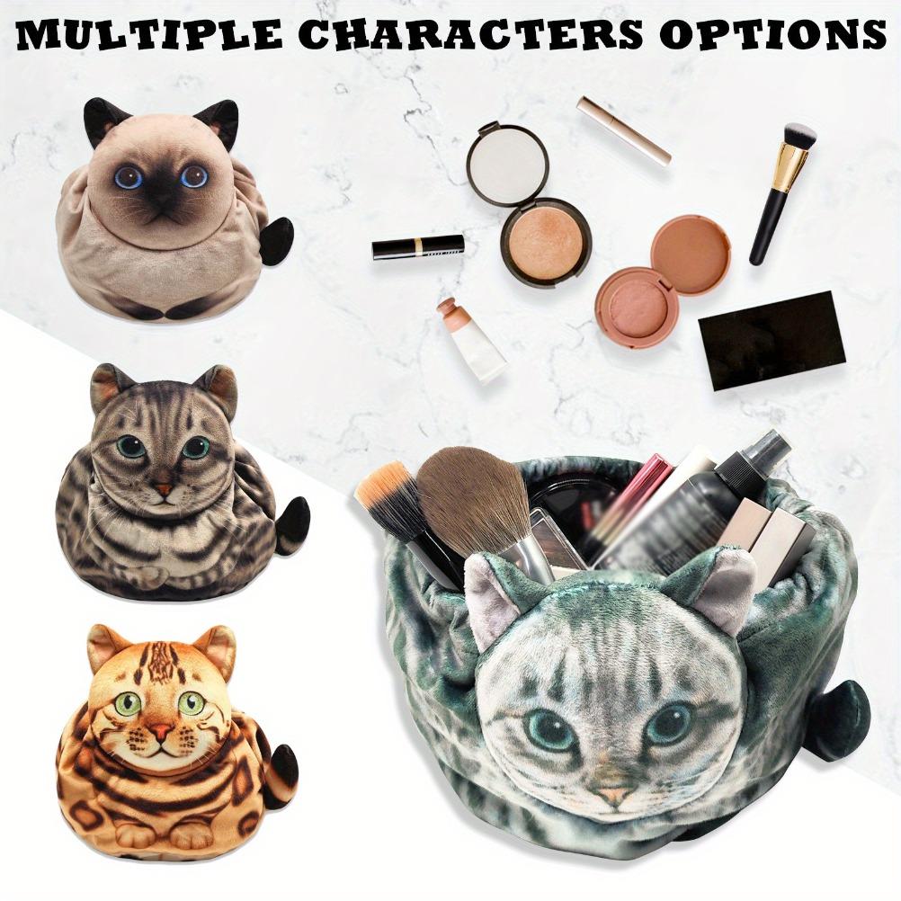 Cute Cat Shaped Makeup Bag Travel Storage Pouch Closed with Drawstring Large Capacity Cosmetic and Accessory Storage Bag