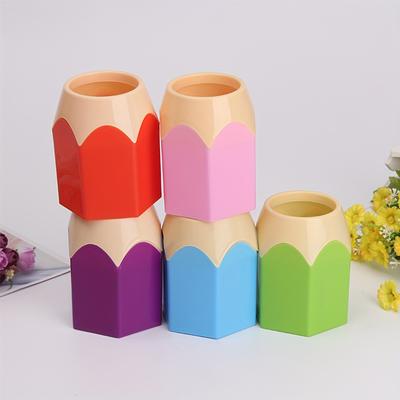 Minimalist Pencil-Shaped Stationery Storage Container for The Back-To-School Season, a Colorful Plastic Pen Holder for Students' Desks, Sold Individua
